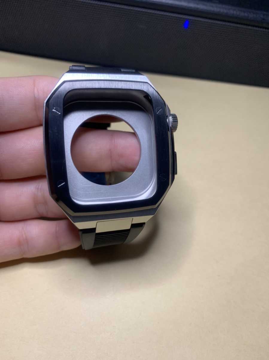 黒色 apple watch メタル ラバー バンド カスタム 金属 - 通販