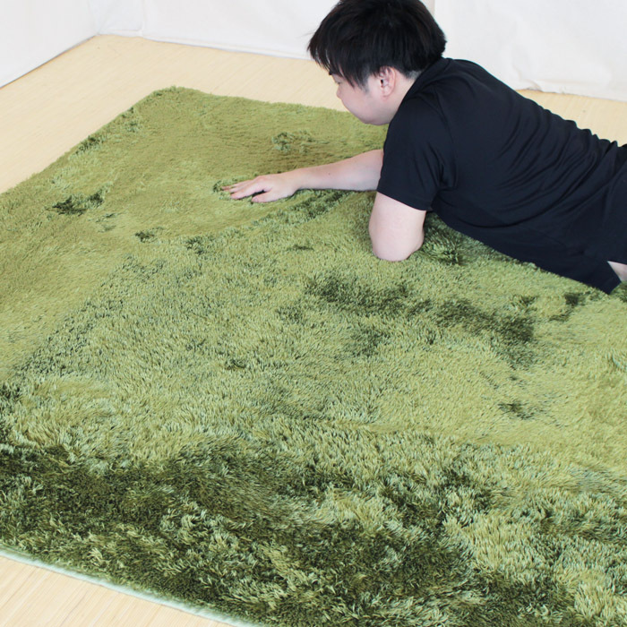 シャギー　ラグ　185×185cm　正方形　パレス　グリーン　　 カーペット じゅうたん 絨毯 ふわふわ ふかふか さらさら リビング_画像7