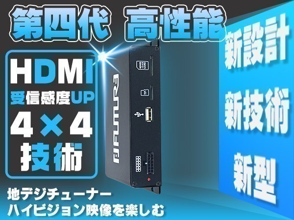 1円～地デジチューナー 車載用 高性能 1080P 4×4 フルセグ ワンセグ HDMI AV出力 DC12V~24V カー用品 1年保証 「WP-HD-DT-TV」_画像1