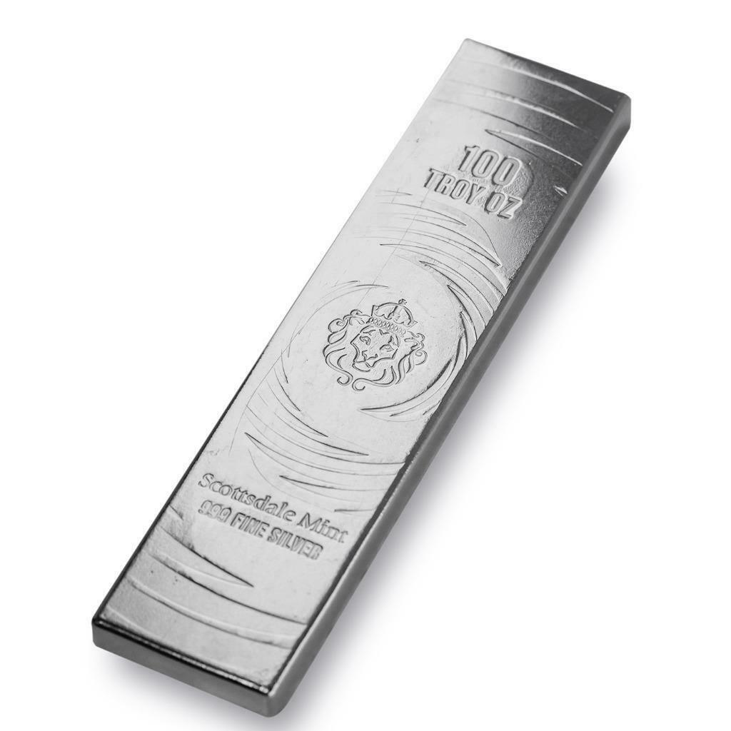 シルバー アンティーク 限定 銀 地銀 .999 Silver Fine Random ミンコレクション / 100 oz Silver Bar by Scottsdale Mint - Long Cast 銀
