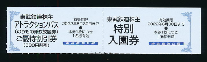 ■東武動物公園（入園券＋ライドパス割引券）2枚組★2022/6/30迄有効■_画像2