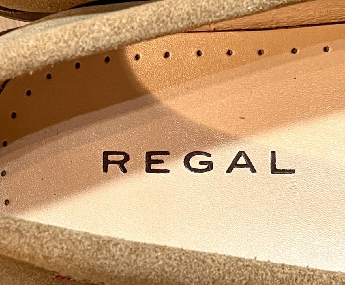 【未使用】REGAL リーガル 24.5cm 39 モカシンローファー 革靴 本革 スエードレザー ビジネスシューズ ドレスシューズ メンズ キャメル