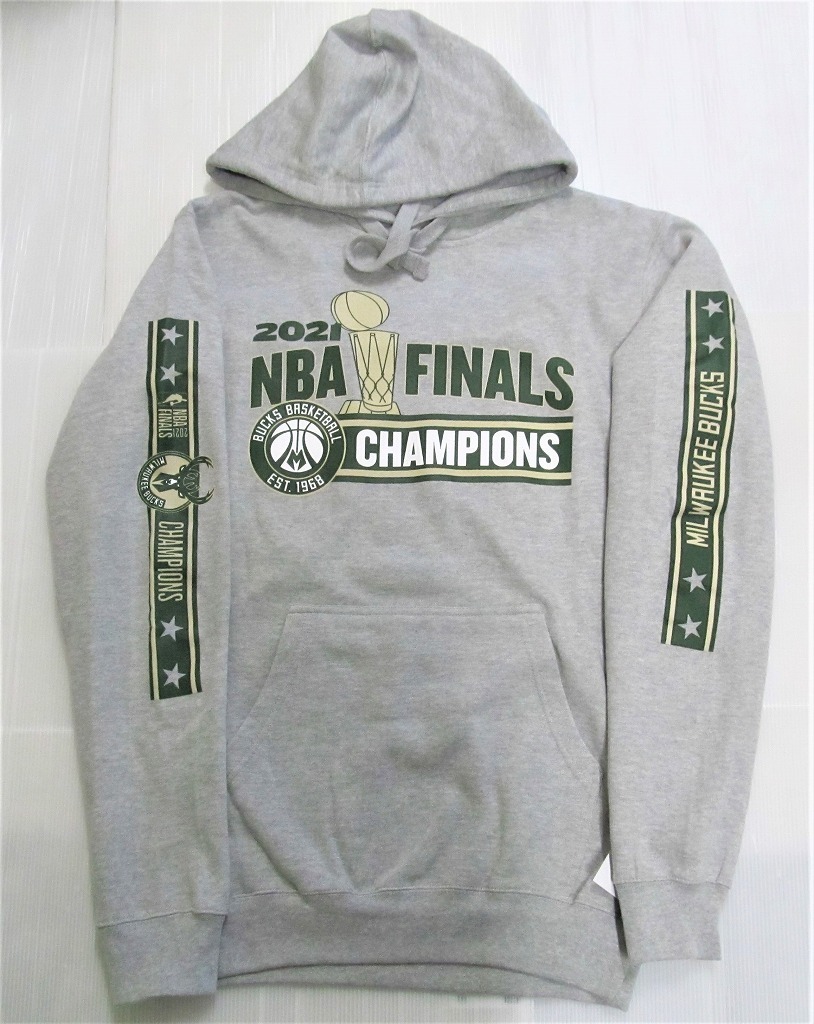 BE93)Fanatics Branded Milwaukee Bucks 2021 NBA Finals Championsプルオーバーパーカー/ミルウォーキー・バックス/M/USサイズ_画像3