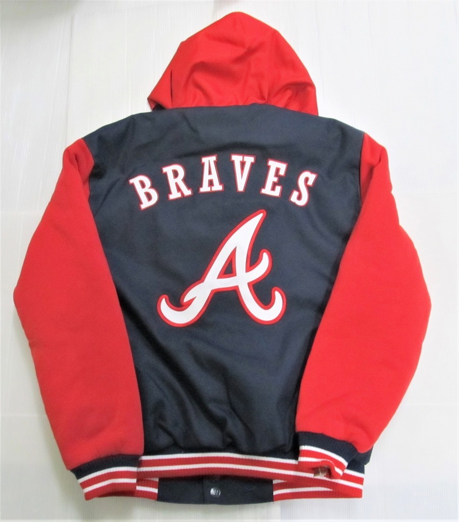 BE91)JH Design Atlanta Braves フード付きリバーシブルポリツイルジャケット/MLB/アトランタ・ブレーブス/M/USサイズ