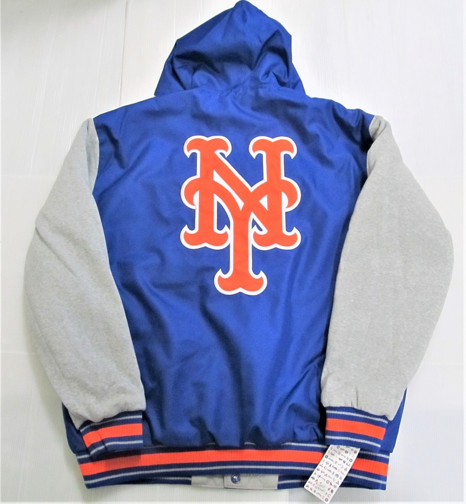 BE87)JH Design New York Mets フード付きリバーシブルポリツイルジャケット/MLB/ニューヨーク・メッツ/M/USサイズ_画像1