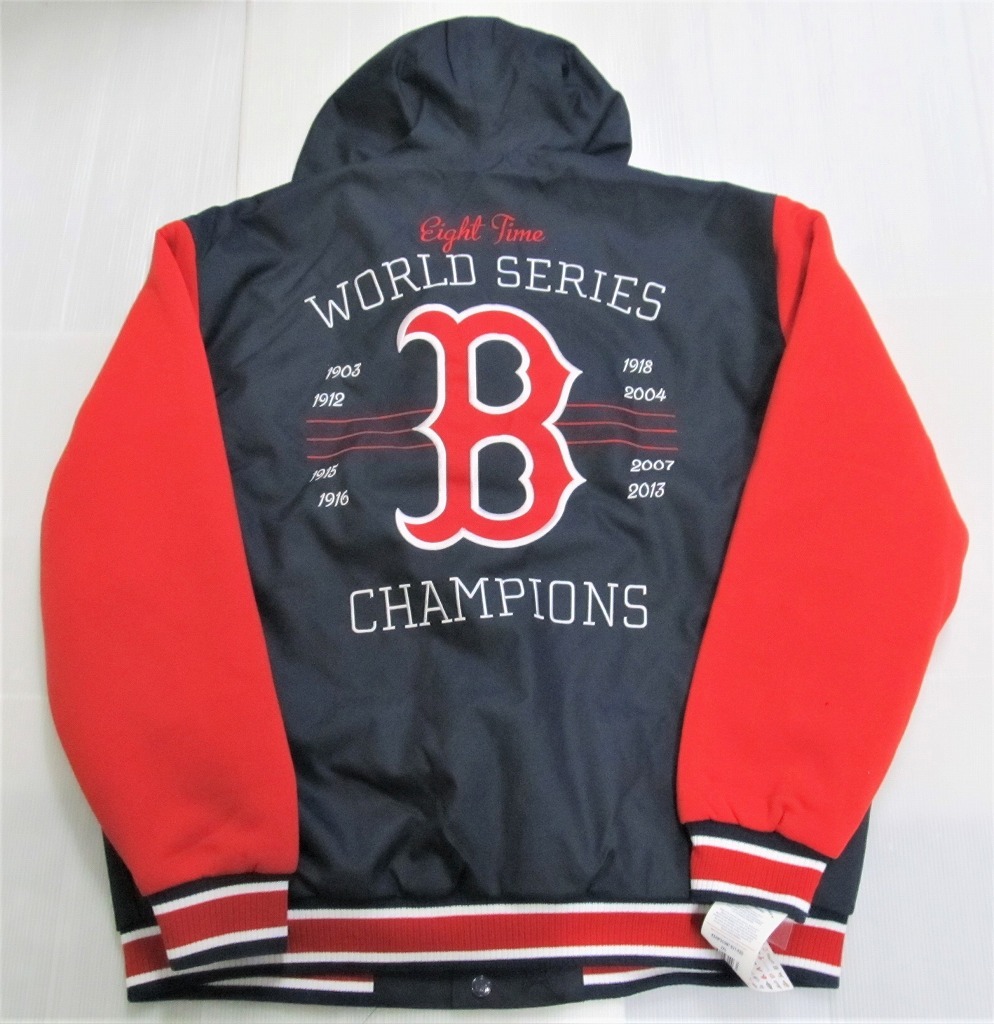 ホットセール BE89)JH Design Boston Red Sox Champions フード付きリバーシブルポリツイルジャケット/MLB/ボストン・レッドソックス/2XL/USサイズ XLサイズ以上