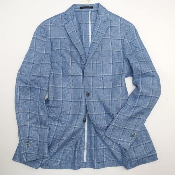 清涼リネン☆極美品 コルネリアーニ CORNELIANI チェックジャケット