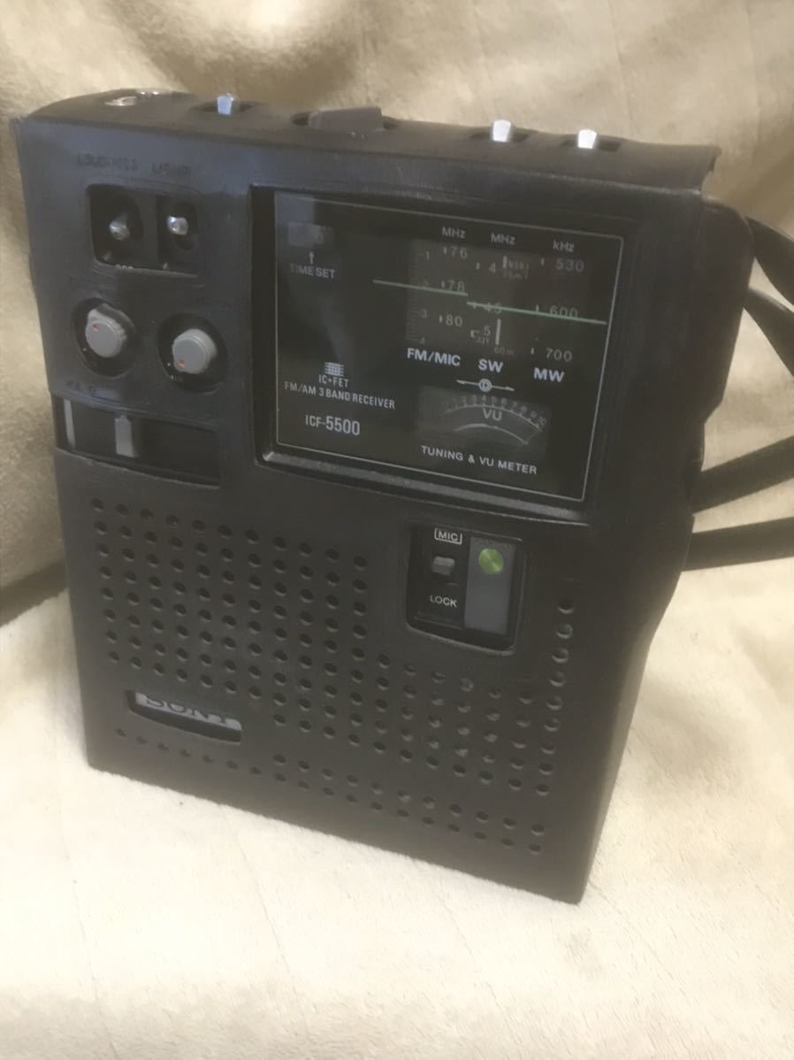 送料無料】SONY ICF-5500 動作品 現状品 本体+ケース スカイセンサー