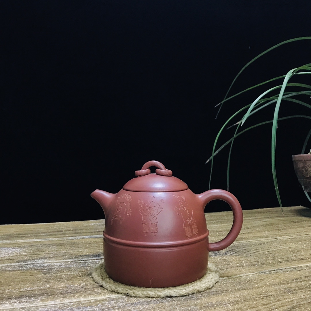 【典藏*紫砂壺*雙歡秦權壺】収蔵品 貴重物品 茶道具 古美術品 稀少珍蔵品 容量：600cc_画像1