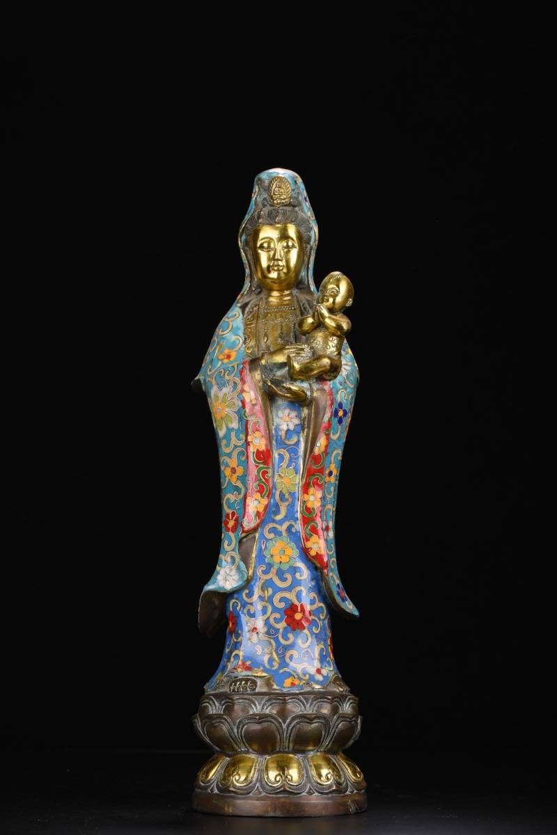 典藏*銅胎景泰藍*琺瑯彩*送子觀音像】置物 賞物 仏教古美術品 中国古玩 トラスコ中山 株 TRUSCO キーボックス 鍵付タイプ ホルダ数160個 K-160 期間限定 ポイント10倍