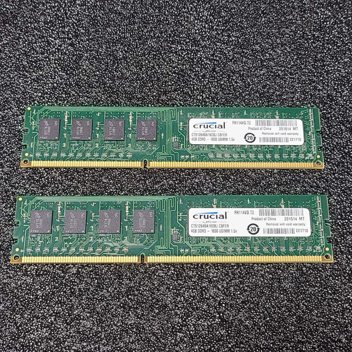 CRUCIAL DDR3-1600MHz 8GB (4GB×2枚キット) CT51264BA160BJ.C8FER 動作確認済み デスクトップ用 PCメモリ 