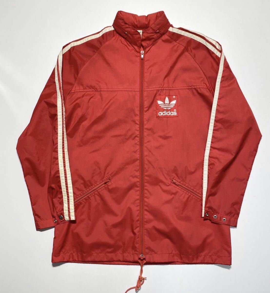 【USA:M】80s Vintage adidas Nilon Jacket Red 80年代 ヴィンテージ アディダス ナイロン ジャケット トラックジャケット Y1224_画像1