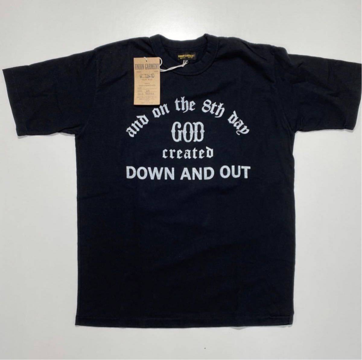 【40】UNION GARMENT and on the 8th Day GOD created TEE ユニオン ガーメント アンド オン ザ 8th デイ プリント ティーシャツ ブラック_画像1