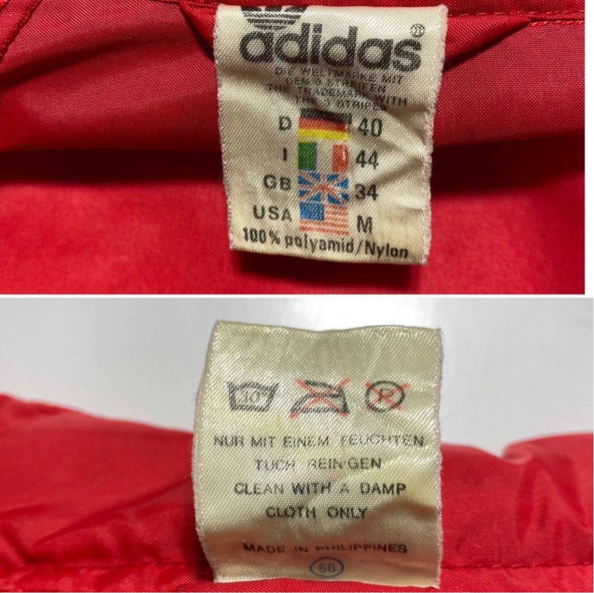 【USA:M】80s Vintage adidas Nilon Jacket Red 80年代 ヴィンテージ アディダス ナイロン ジャケット トラックジャケット Y1224_画像4