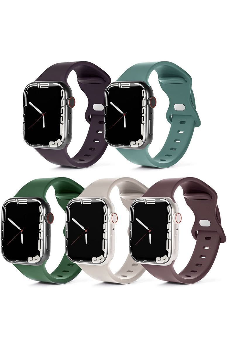 5本セットApple Watch交換バンド、シリコン製スポーツバンド42/44/45/49mm Apple Watch Series 8/7/6/5/4/3/2/1/SE対応 セール