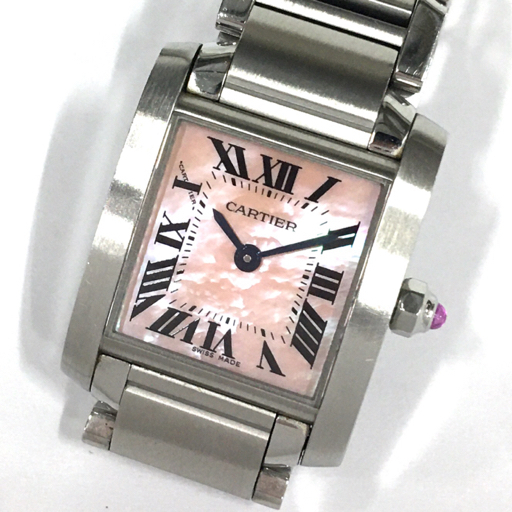 カルティエ タンクフランセーズ SM ピンクシェル W51028Q3 クォーツ 腕時計 レディース 稼働品 付属品有り Cartier