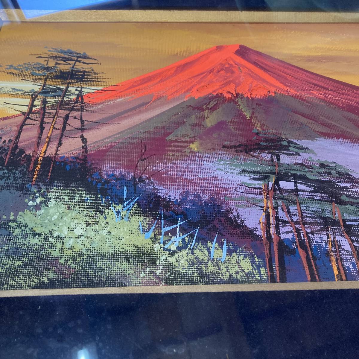 富士山　赤富士　絵画　油絵　額縁_画像2