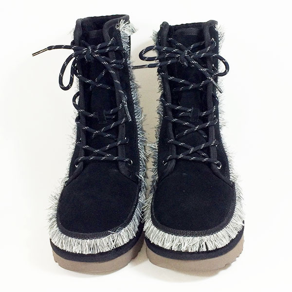 【美品】【中古】UGG アグ RIKI LACE TALL WM トール レース アップ ブーツ 1101034 M/BLK 約26cm ブラック_画像2