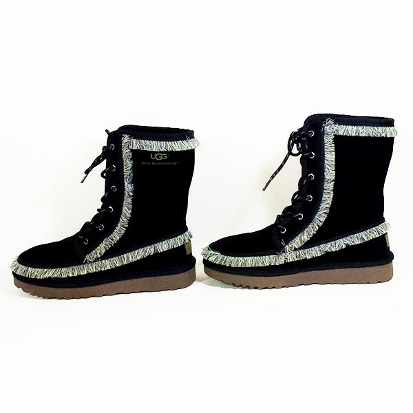 【美品】【中古】UGG アグ RIKI LACE TALL WM トール レース アップ ブーツ 1101034 M/BLK 約26cm ブラック_画像4