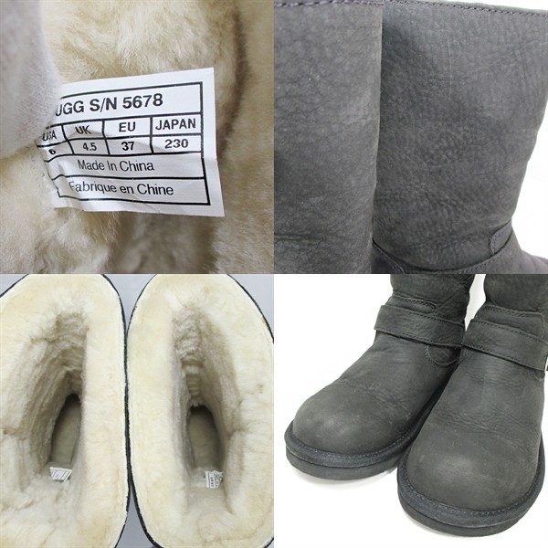 【中古】UGG アグ ムートンエンジニアブーツ 23cm相当 ブラック 黒 レディース S/N5678_画像3