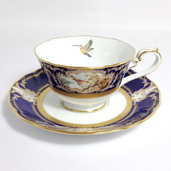 【中古】Noritake ノリタケ FOXBORO フォックスボロ カップ＆ソーサー 鳥 レトロ ホワイト ブルー