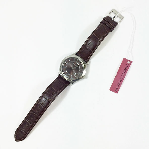 [ не использовался ][ б/у ]CHARLES JOURDAN Charles Jourdan наручные часы 163.12.7 кварц кожаный ремень Brown 