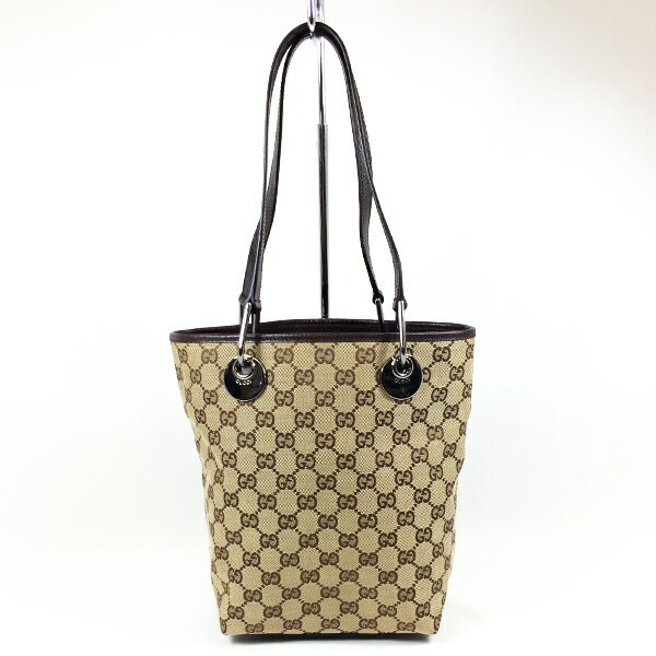 【美品】【中古】GUCCI グッチ GGキャンバス トートバッグ ショルダー ベージュ×ブラウン系_画像1