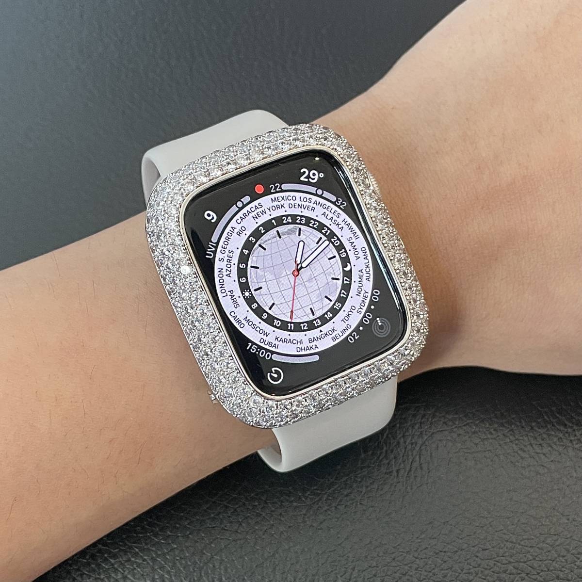 【オーダー品】】Apple Watch アップルウォッチ Series 4-5 42mm アフターダイヤベゼルケース モアサナイト
