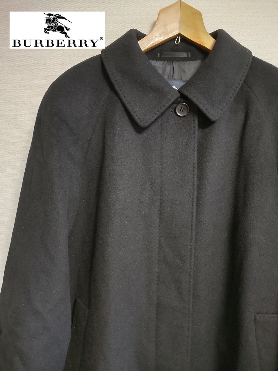 大切な カシミヤ100% ロンドン バーバリー コート ブラック LONDON BURBERRY 羽織 ロング ステンカラー 13 XLサイズ以上
