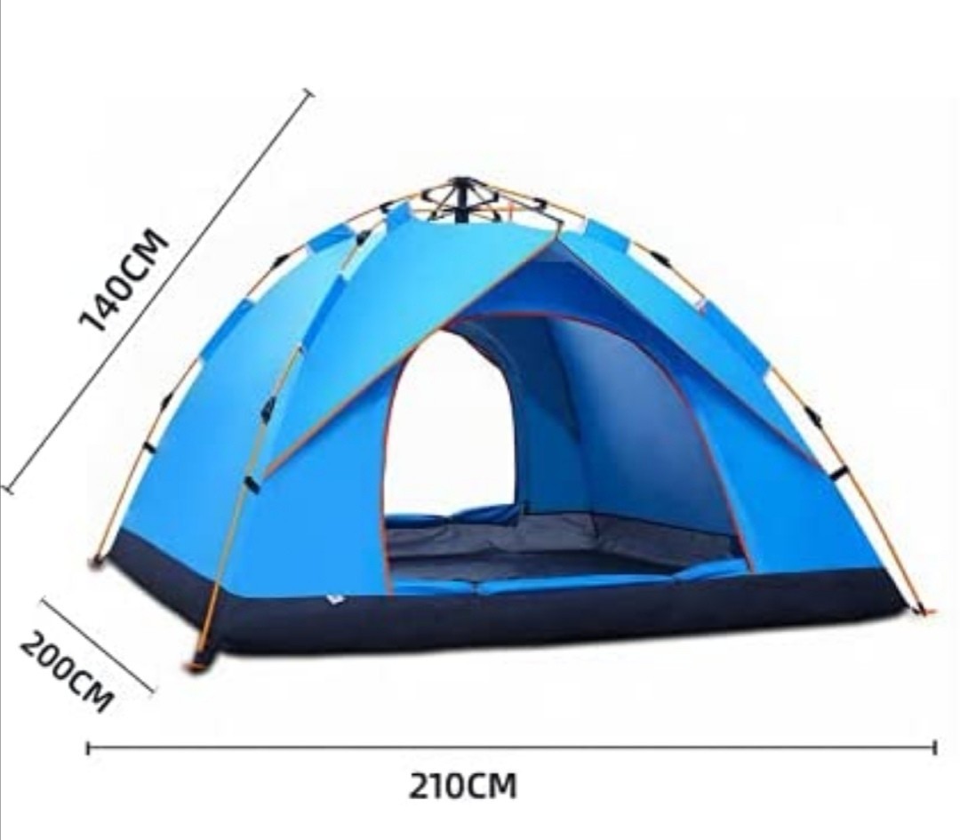 テントワンタッチテント3~4人用キャンプテント1層式の簡単設置UVカット加工防風・防水折りたたみ超軽量防災キャンプ用品 バッグ付き