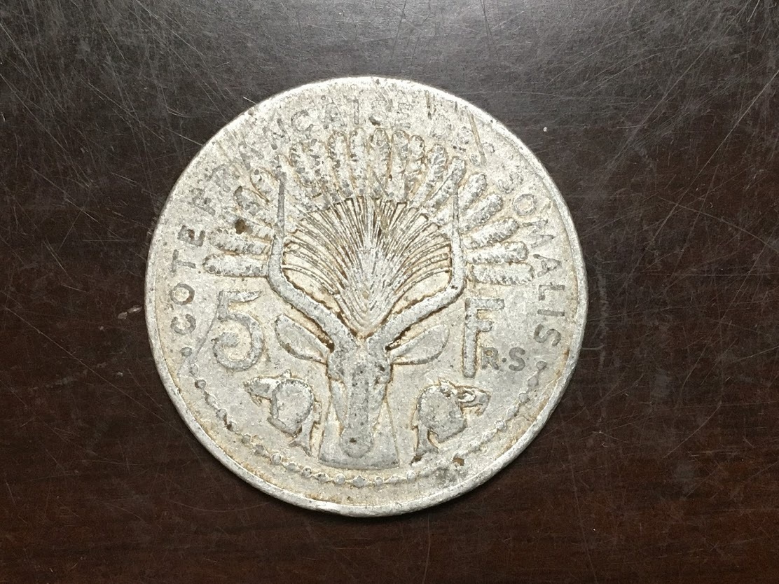 フリーメイソン コイン 硬貨 ジブチ ソマリランド 5フラン 1948年 フリーメーソン 秘密結社 フランス領 米軍 ミリタリー アンティーク_画像3