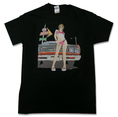 村田峻治 画伯 EASYCRUISEコラボ Ｔシャツ 69 ロードランナー 黒 天空の城ラピュタ.うる星やつら 作画担当 ホットロッド アメ車 50s 60s_画像2