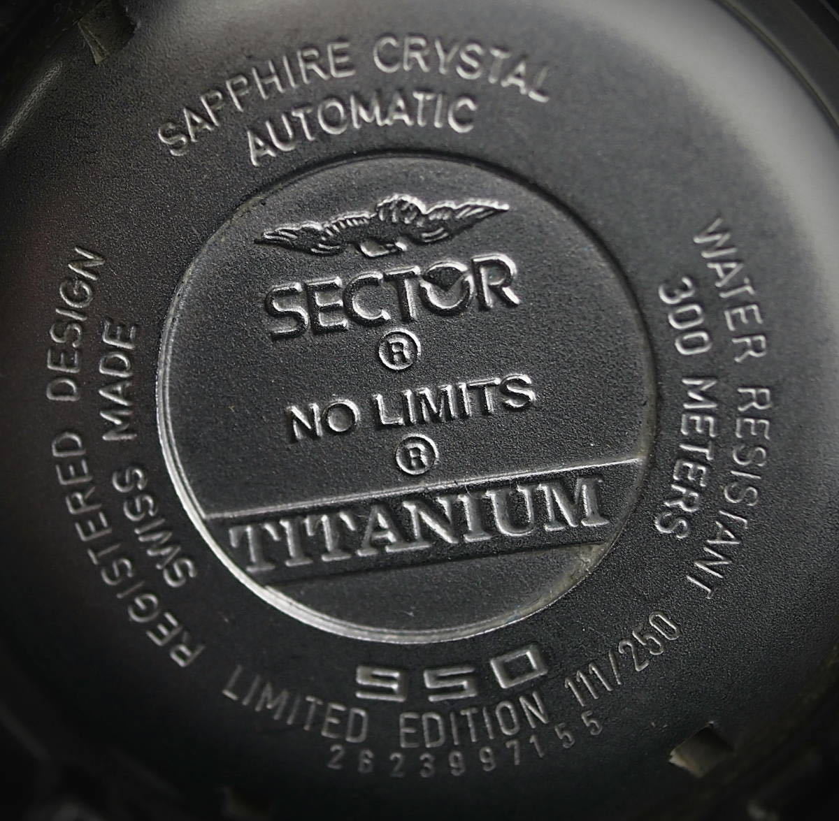 【W11】美品 250本限定 No.111 SECTOR 950 セクター ウンベルト1999年潜水世界記録記念 クロノ 自動巻き 稼働品