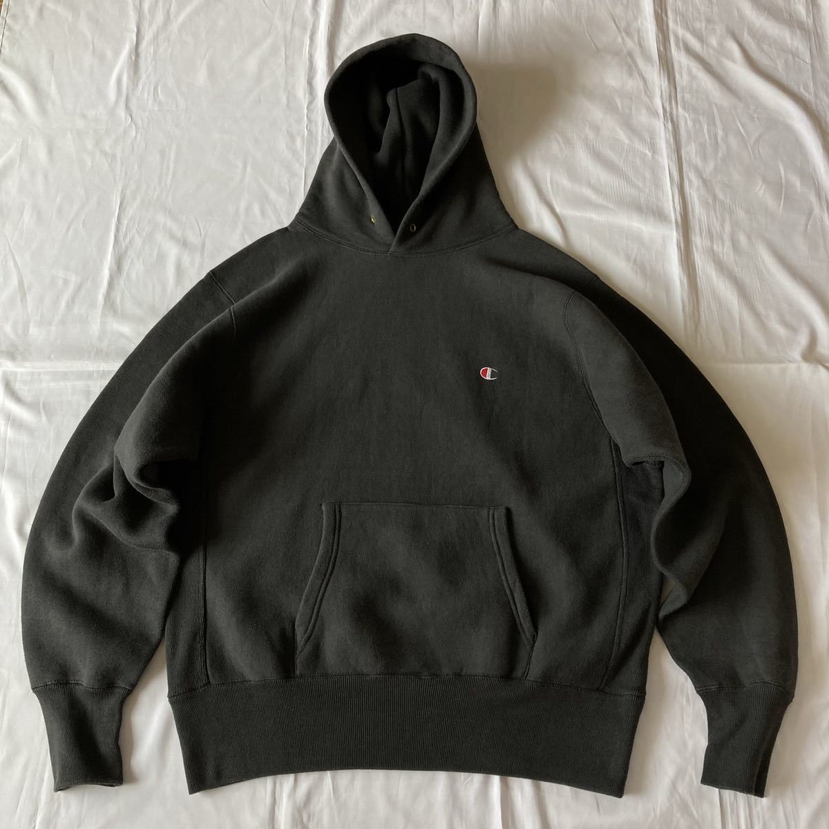 ほぼ未使用 ブラック 黒 貴重 BLACK 90's Champion チャンピオン reverse weave アメリカ製 USA製 ビンテージ vintage L サイズ パーカー