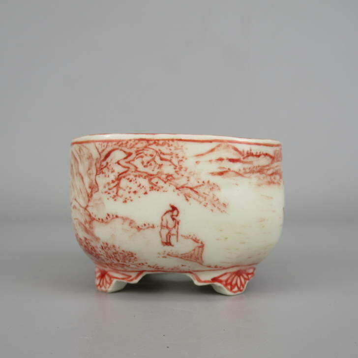 梢風盆栽鉢赤絵山水人物図現品新品| JChere雅虎拍卖代购
