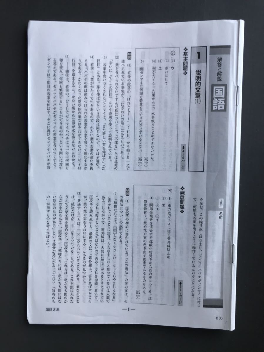Paypayフリマ 中学実力練成テキスト 国語 中学3年 Paypayフリマ 中学実力練成テキスト 国語 中学3年