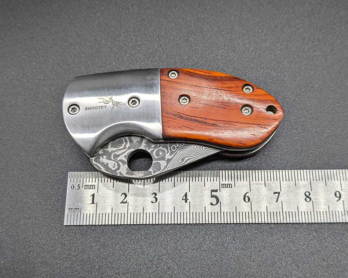 一点物 shootey ダマスカス鋼 折りたたみナイフ 一点物 shootey ダマスカス鋼 折りたたみナイフ