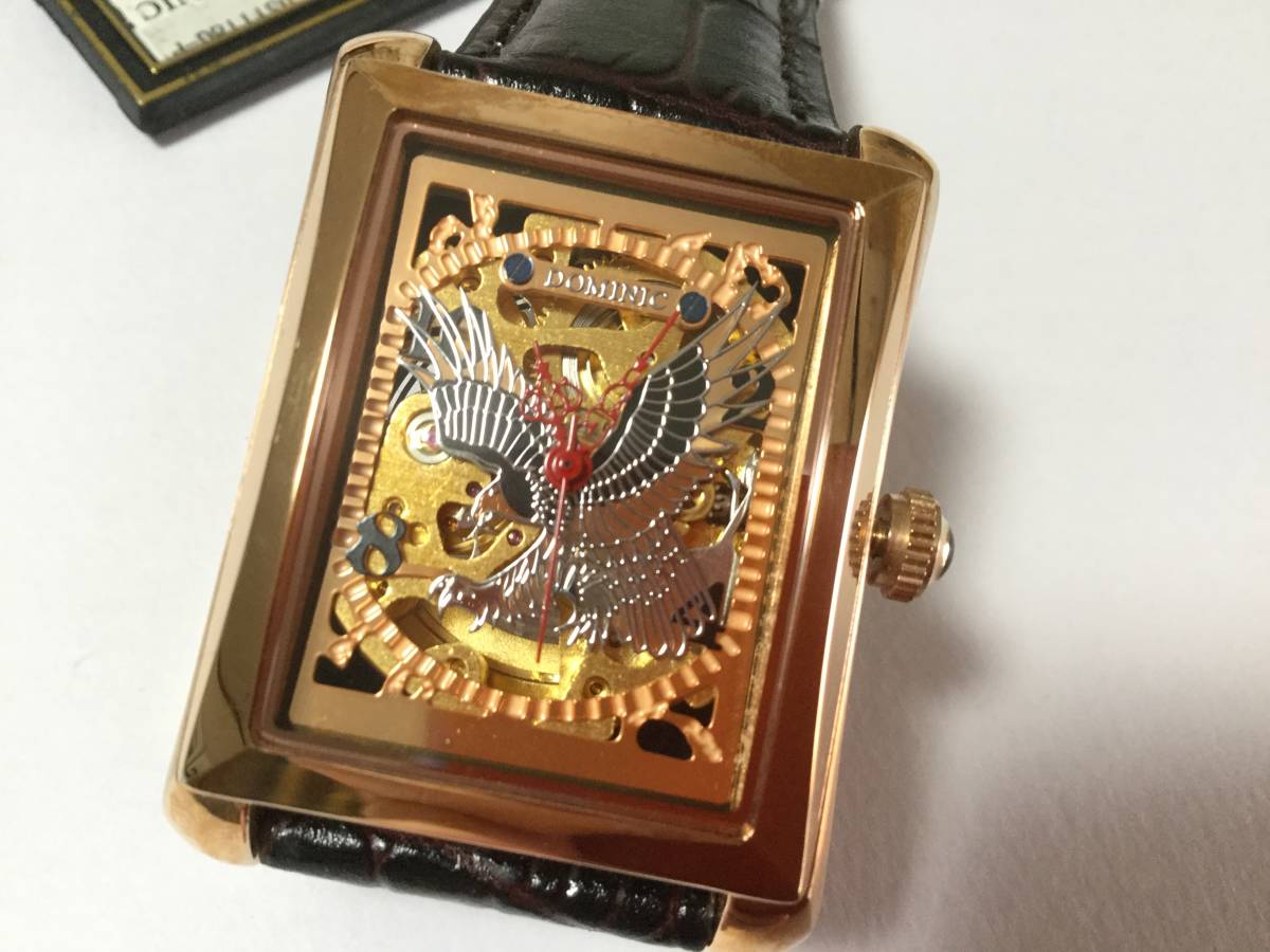 新品●未使用● DOMINIC ドミニク自動巻き 男性用腕時計DS1118G-P鷹デザイン a459nMOuCDHTVWX3-1958 3針（時、分、秒）