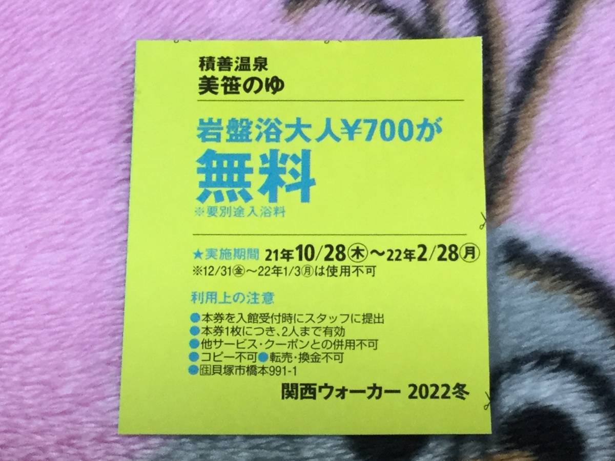 ■即決■ 積善温泉 美笹のゆ ■ 岩盤浴無料券■２人迄有効■2/28迄有効■数量5あり■クーポン 優待券 割引券■_画像1