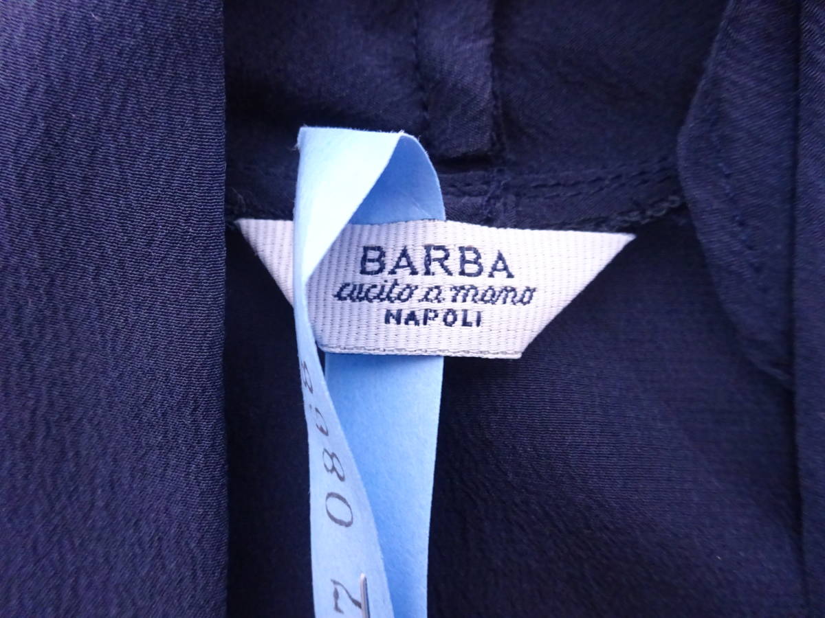 BARBA バルバ　　シルク素材　　ドレープブラウス　トップス　ネイビー　42 超美品　_画像8