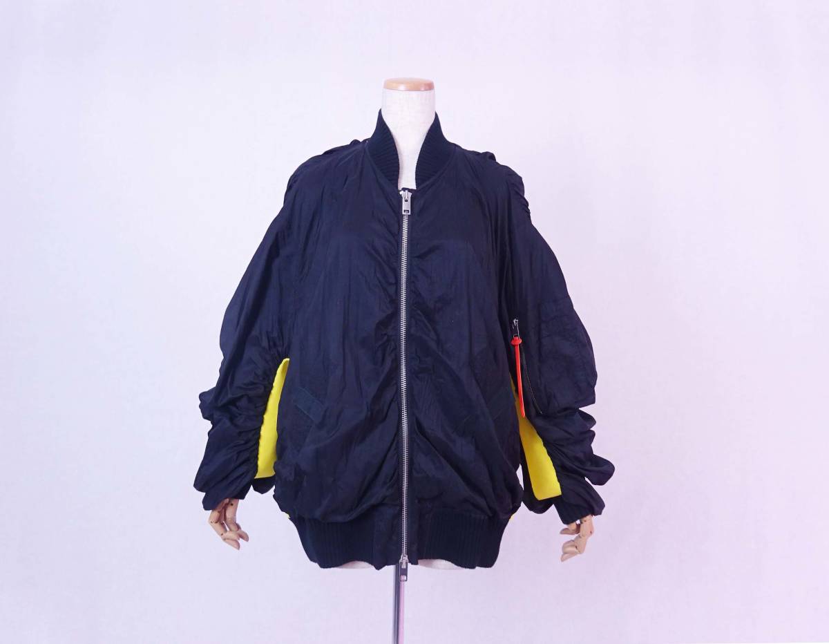 DIESEL /SILENCE+NOISE diesel & siren s noise collaboration! MA-1 blouson jumper black yellow S new goods unused goods 