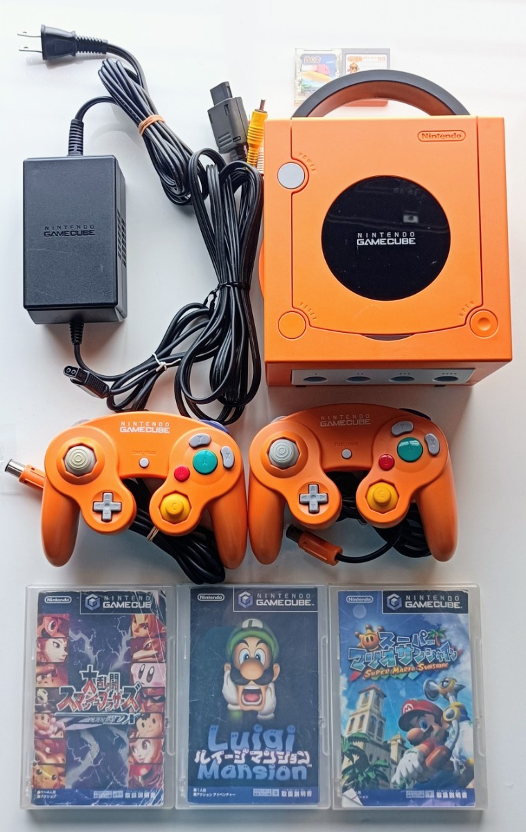 ゲームキューブ オレンジ ソフト3本 コントローラー2個セット NINTENDO GAMECUBE OA
