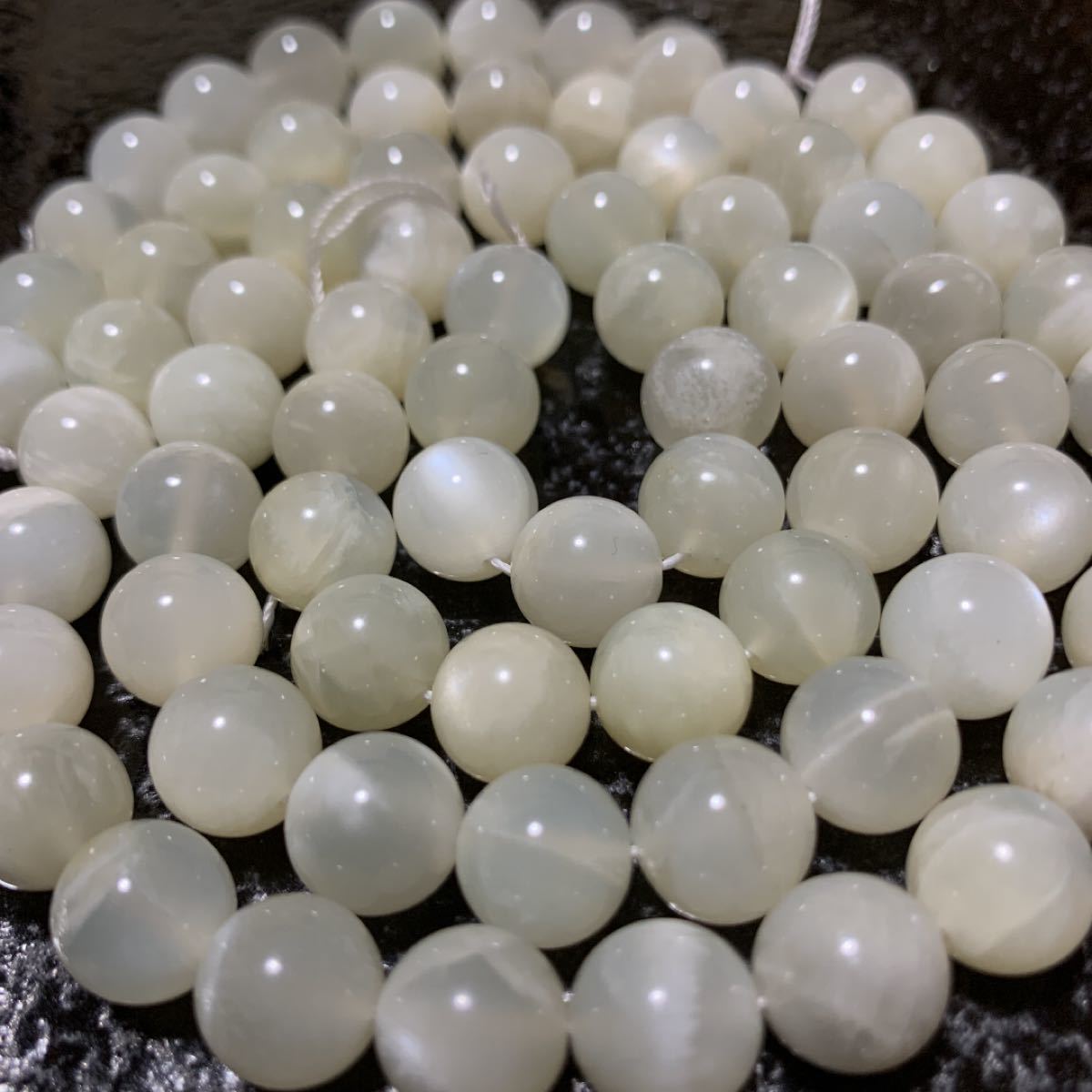 0370」5A高品質 ホワイトムーンストーン 10-11mm 1連 丸玉 天然石