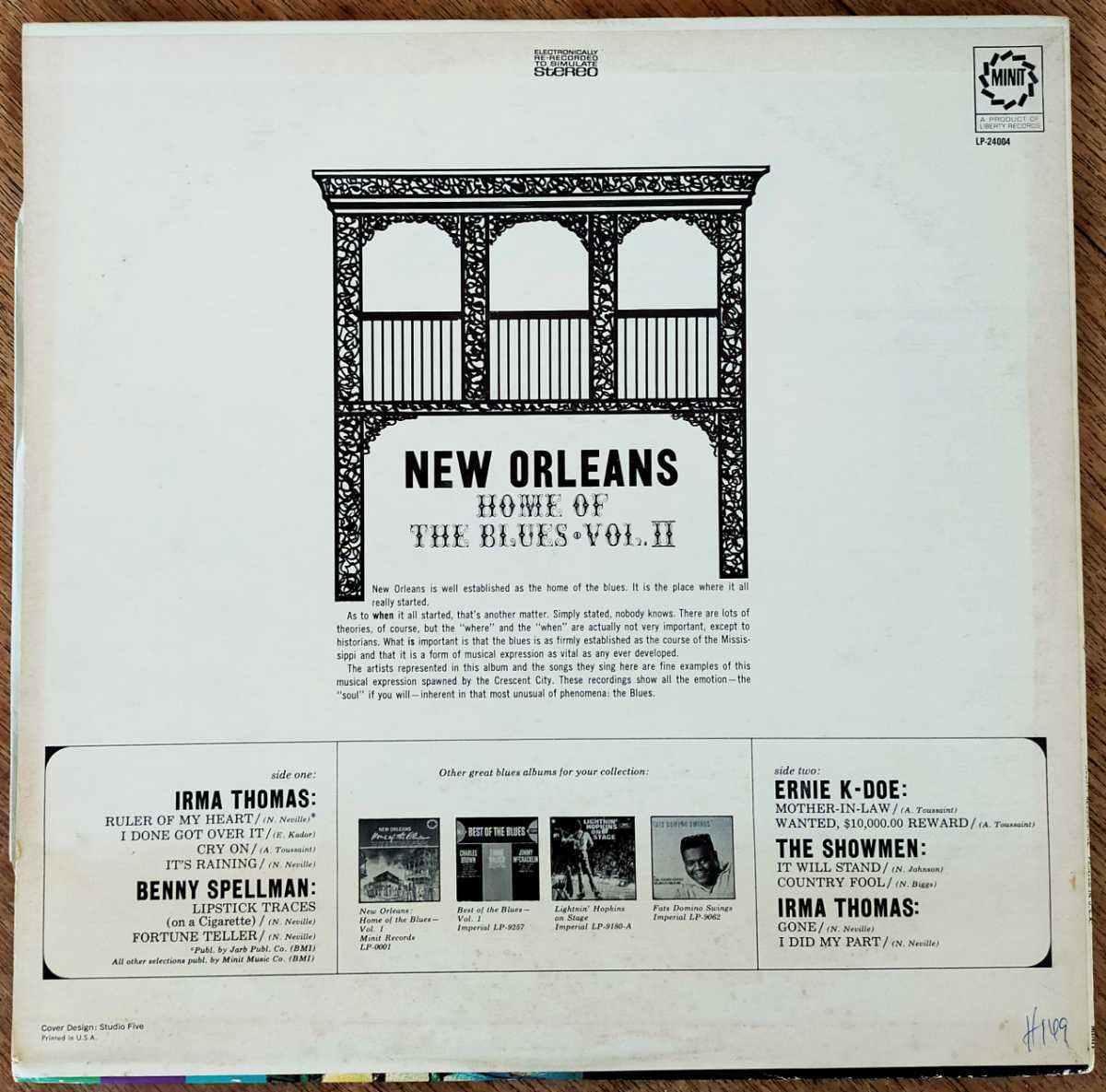 New Orleans Home Of The Blues Vol.2/米Minit/Irma Thomas/Benny Spellman/Ernie K-Doe etc./Allen Toussaintの画像2