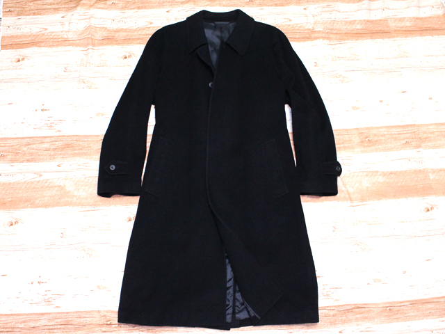 美品THE SUIT COMPANY スーツ カンパニー 希少　カシミヤ100％ ステンカラーコート 漆黒 ブラック ロング コート
