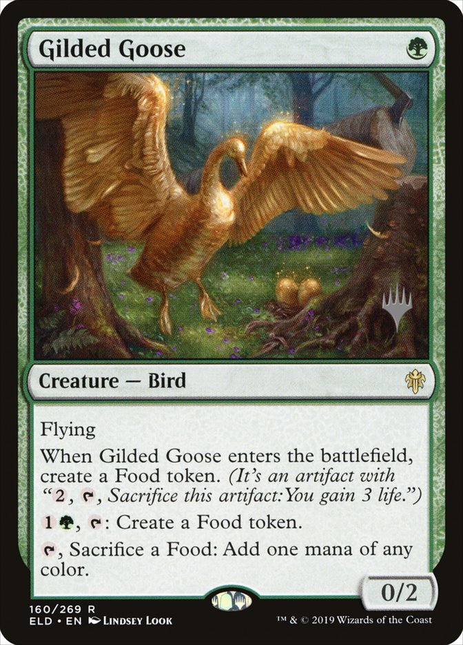 え緑 金のガチョウ 1枚（1枚在庫x 英 良品 プロモ）/Gilded Goose（MTG /Promo/）_画像1