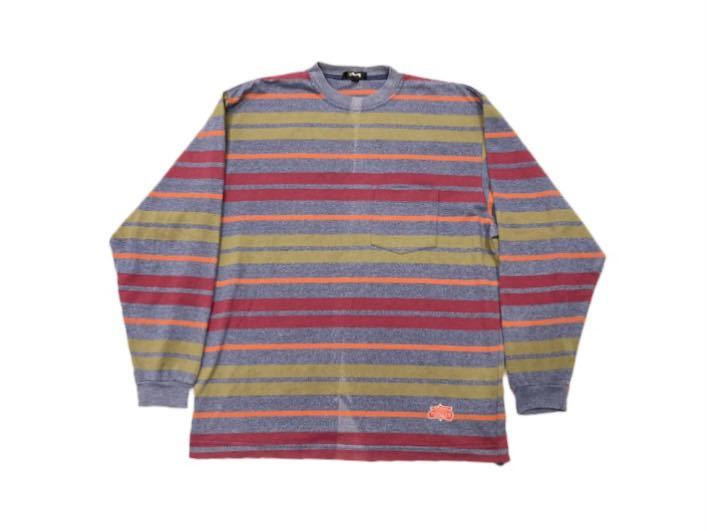 80s USA製 old stussy ボーダー 総柄 Tシャツ 古着 廃盤-