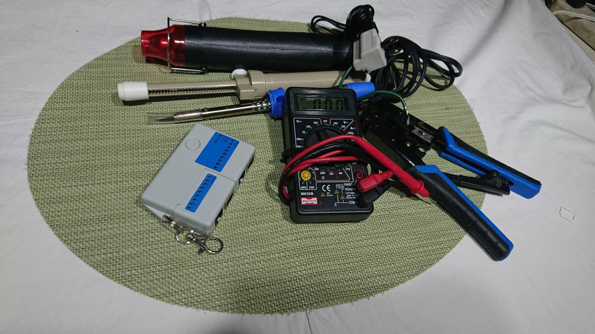 ケーブルテスター+かしめ圧着工具（RJ-45,11）＋通常テスター ＋はんだこて＋ドライヤ等々USED No0２_画像4