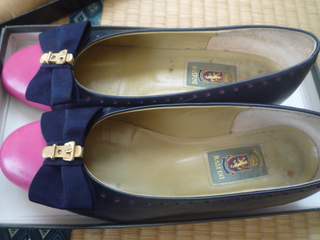 RASPLNI pumps 23.5CM navy blue pin Claw pumps MADRAS MOODELLO sandals beige color 2 pair 