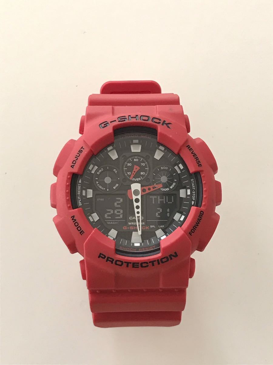 G-SHOCK(カシオGショック)CASIO/GA-100B/レッド/5081/ディスプレイ品/腕時計/PROTECTION_画像1